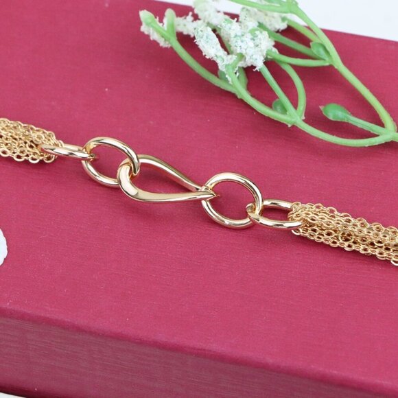 "Chunky Oval Chain Rose Gold Bracelet with Layered Tassel Detail, XPBL1099 - Picture 1 of 12